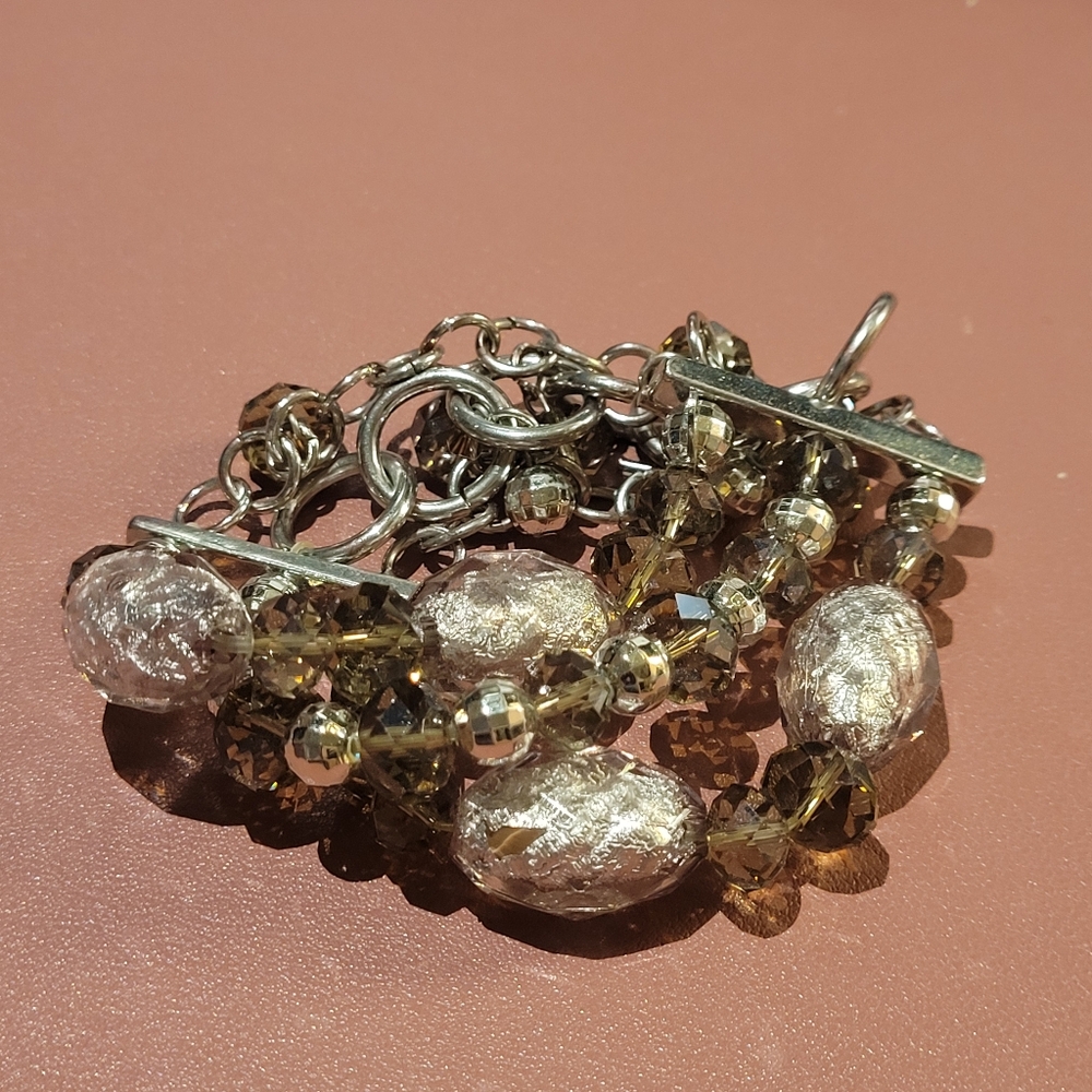 Lia Sophia silver hoop and jeweled bracelet